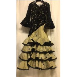 -VESTIDO NEGRO BORDADO FLORES 4 VOLANTES 44