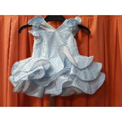 -VESTIDO BLANCO LUNAR AZUL TURQUESA LENTEJA 20