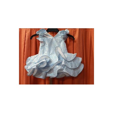 -VESTIDO BLANCO LUNAR AZUL TURQUESA LENTEJA 20