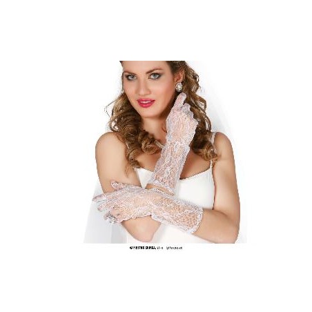 -GUANTES CALADOS BLANCOS 36 CMS.