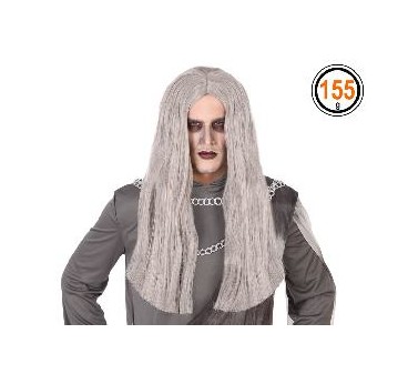 -PELUCA MELENA LARGA GRIS