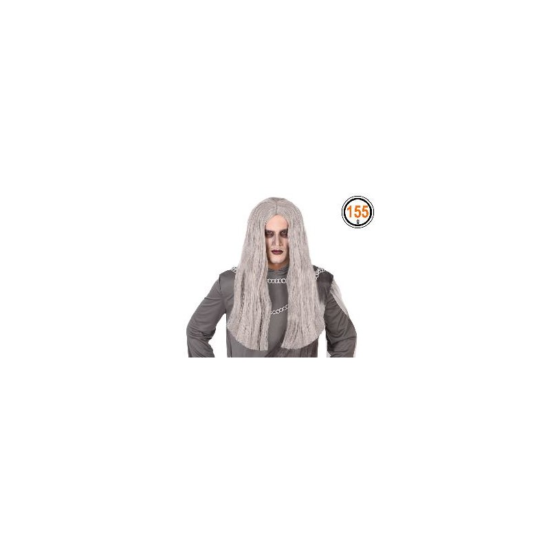 -PELUCA MELENA LARGA GRIS