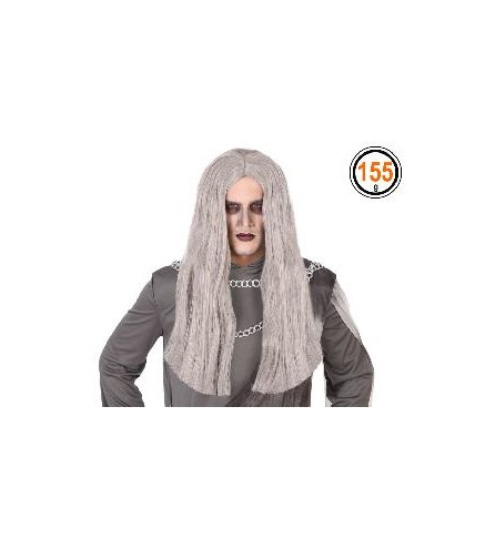 -PELUCA MELENA LARGA GRIS