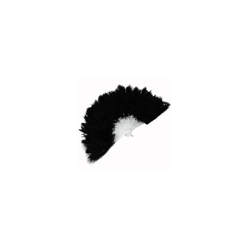 -ABANICO PLUMAS NEGRO