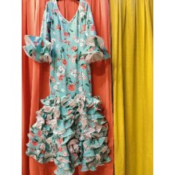 -VESTIDO ANTONIA VERDE AGUA ESTAMPADO MARGARITA 36