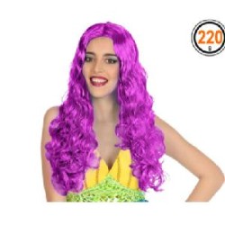 -PELUCA RIZADA LARGA FUCSIA