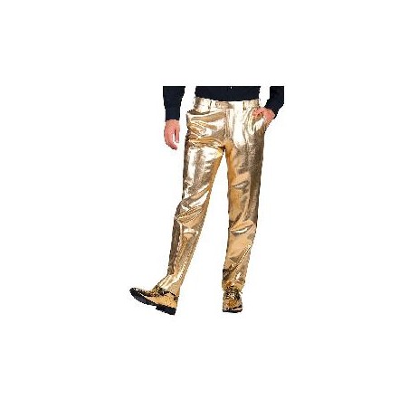 -PANTALON CABALLERO METALIZADO DORADO 58