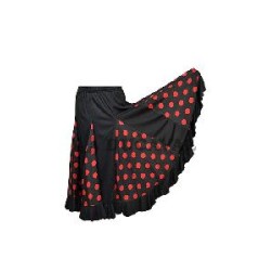 -FALDA FLAMENCA NEGRA CON GODETS ROJO M
