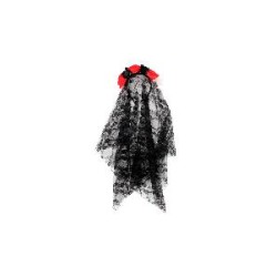 -DIADEMA CATRINA CON VELO NEGRO