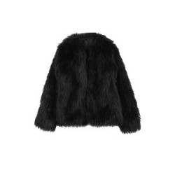 ABRIGO DE PELO NEGRO LARGO 36-38
