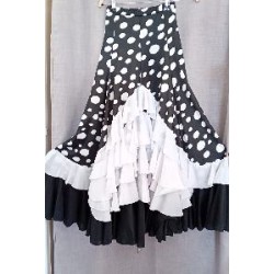-FALDA NEGRA CON VOLANTES Y LUNAR BLANCO S