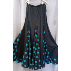 -FALDA GODETS NEGRA LUNARES AZUL XL