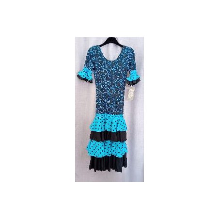 VESTIDO FLAMENCA NIÑA NEGRO Y AZUL 14