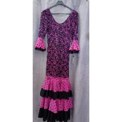 -VESTIDO FLAMENCA NEGRO Y ROSA M