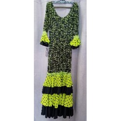 VESTIDO FLAMENCA NEGRO Y VERDE M