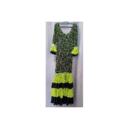 VESTIDO FLAMENCA NEGRO Y VERDE M