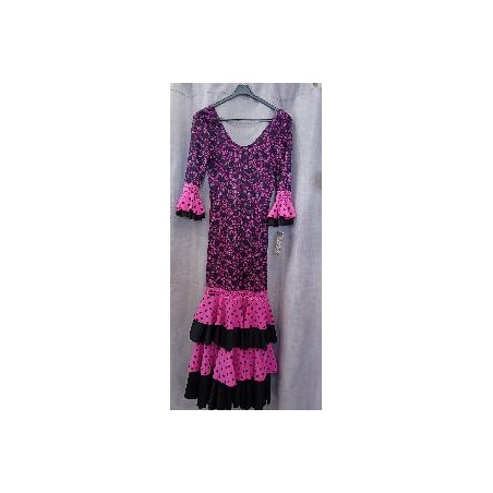 VESTIDO FLAMENCA NEGRO Y ROSA L