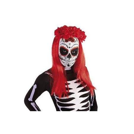 -DIADEMA CATRINA ROSAS ROJAS DIA MUERTOS