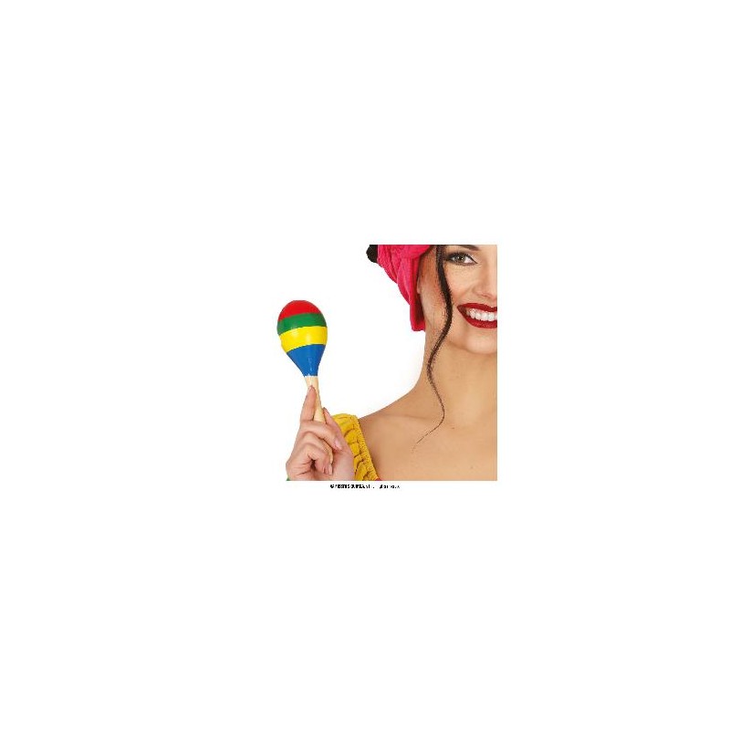 -MARACA MULTICOLOR 20 CMS, MADERA
