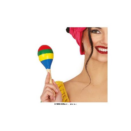 -MARACA MULTICOLOR 20 CMS, MADERA