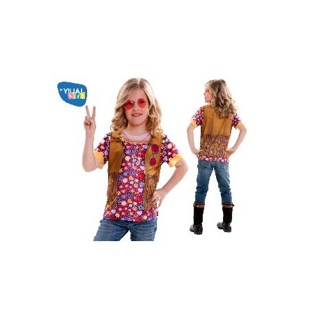 -DISFRAZ HIPPIE CAMISETA GIRL 8-10