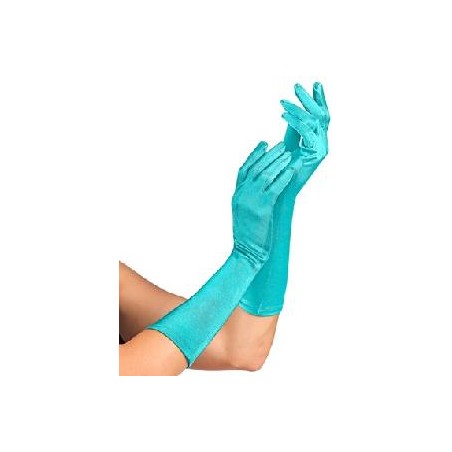 -GUANTES SATEN ELASTICOS AZUL 40 CM