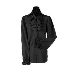 -CAMISA MUJER CON CHORRERA NEGRA S