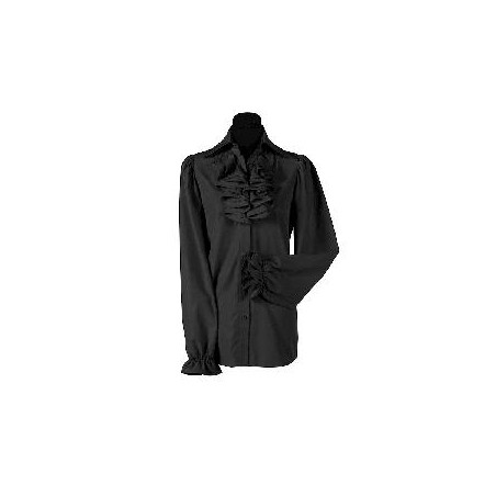 -CAMISA MUJER CON CHORRERA NEGRA S