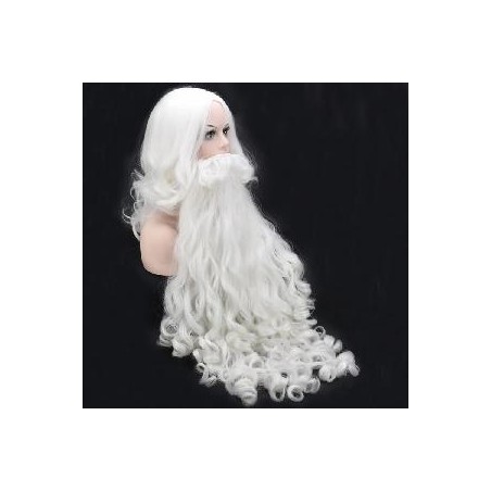 -PELUCA Y BARBA PAPA NOEL LARGA BLANCA