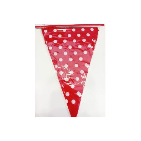 -GUIRNALDA BANDERIN ROJO CON LUNARES 3.6 M