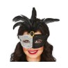 -ANTIFAZ PLATA Y NEGRO CON PLUMA NEGRA