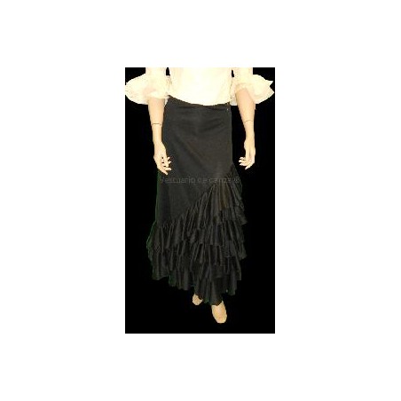 -FALDA NEGRA 6 VOLANTES NEGRA XL
