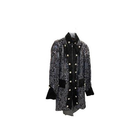 -CHAQUETA LARGA NEGRA METALIZADA Y NEGRO S