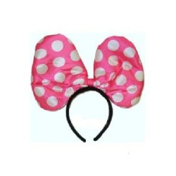 DIADEMA LAZO ROSA  CON TOPOS