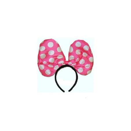 DIADEMA LAZO ROSA  CON TOPOS