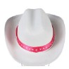 SOMBRERO FIELTRO VAQUERO BLANCO CON CINTA ROSA AD