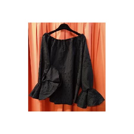 CAMISA FLAMENCA NEGRA LUNAR PUNTO ALFILER T-UNICA