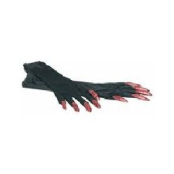 -GUANTES LARGOS CON UÑAS ESCARCHA ROJAS