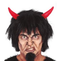 -PELUCA NEGRA CON CUERNOS ROJOS