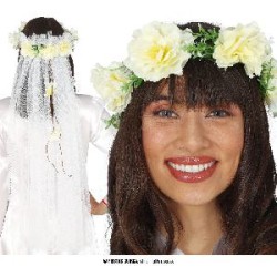 TIARA FLORES CON VELO