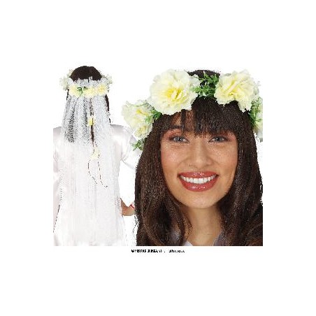 TIARA FLORES CON VELO