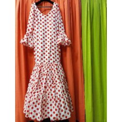 -VESTIDO GRANADA BLANCO LUNAR EURO ROJO 42