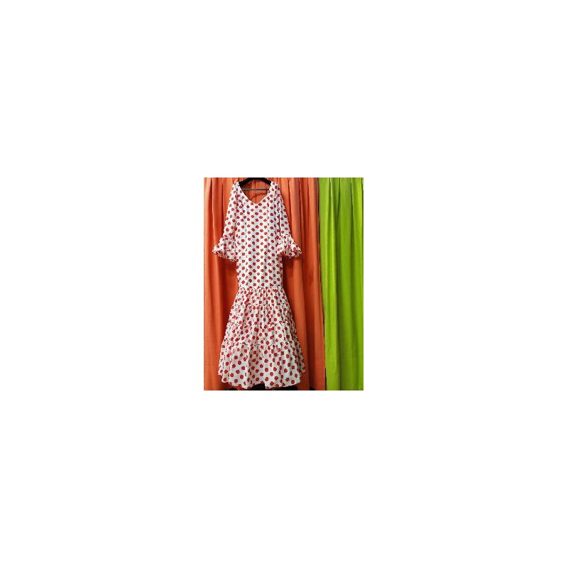 -VESTIDO GRANADA BLANCO LUNAR EURO ROJO 42