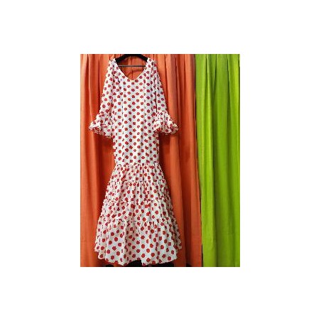 -VESTIDO GRANADA BLANCO LUNAR EURO ROJO 42