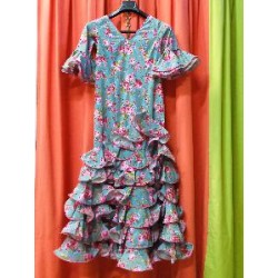 -VESTIDO ALCAZAR ESPECIAL VERDE TURQUESA ESTAMPADO 34