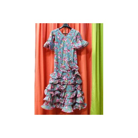 -VESTIDO ALCAZAR ESPECIAL VERDE TURQUESA ESTAMPADO 34