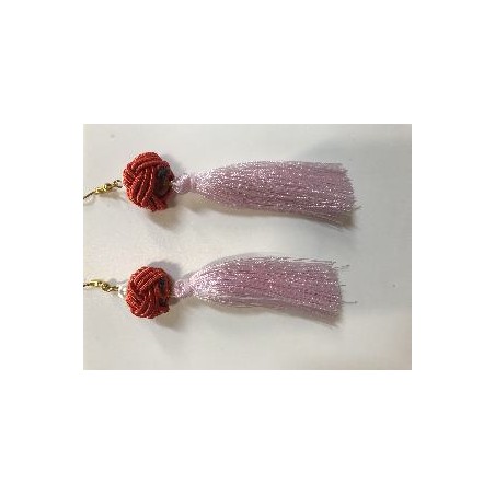 PENDIENTE NUDO  FLECO FLAMENCO ROSA