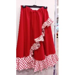 FALDA FLAMENCA ROJA  2 VOLANTES DIAGONAL T-XL