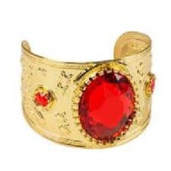 -BRAZALETE DORADO CON PIEDRAS ROJAS