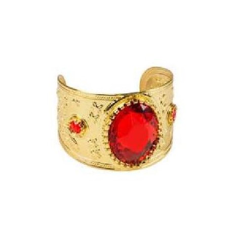 -BRAZALETE DORADO CON PIEDRAS ROJAS